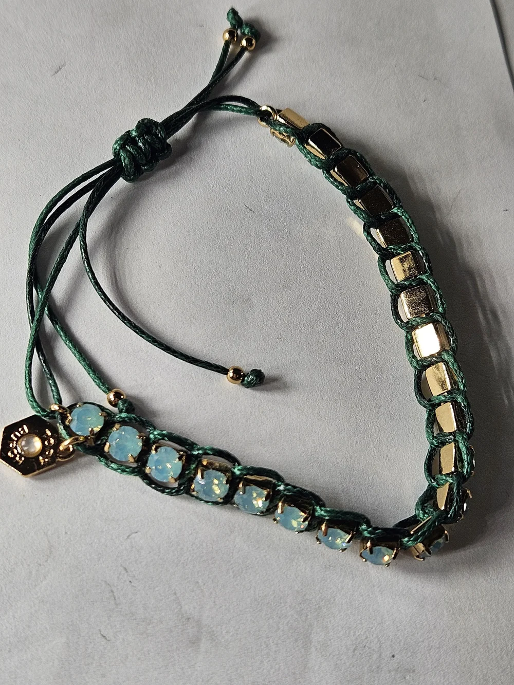 Tory Burch Mixing Swarovski Crystals Corded Thread,Macramé Logo, Bracelet Friend